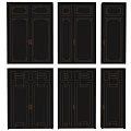 Black Double Doors With Gold Decorative Lines And Stylish Design Elements 3d model