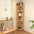 Wooden Corner Bookshelf With Multiple Shelves Books And Decor Items