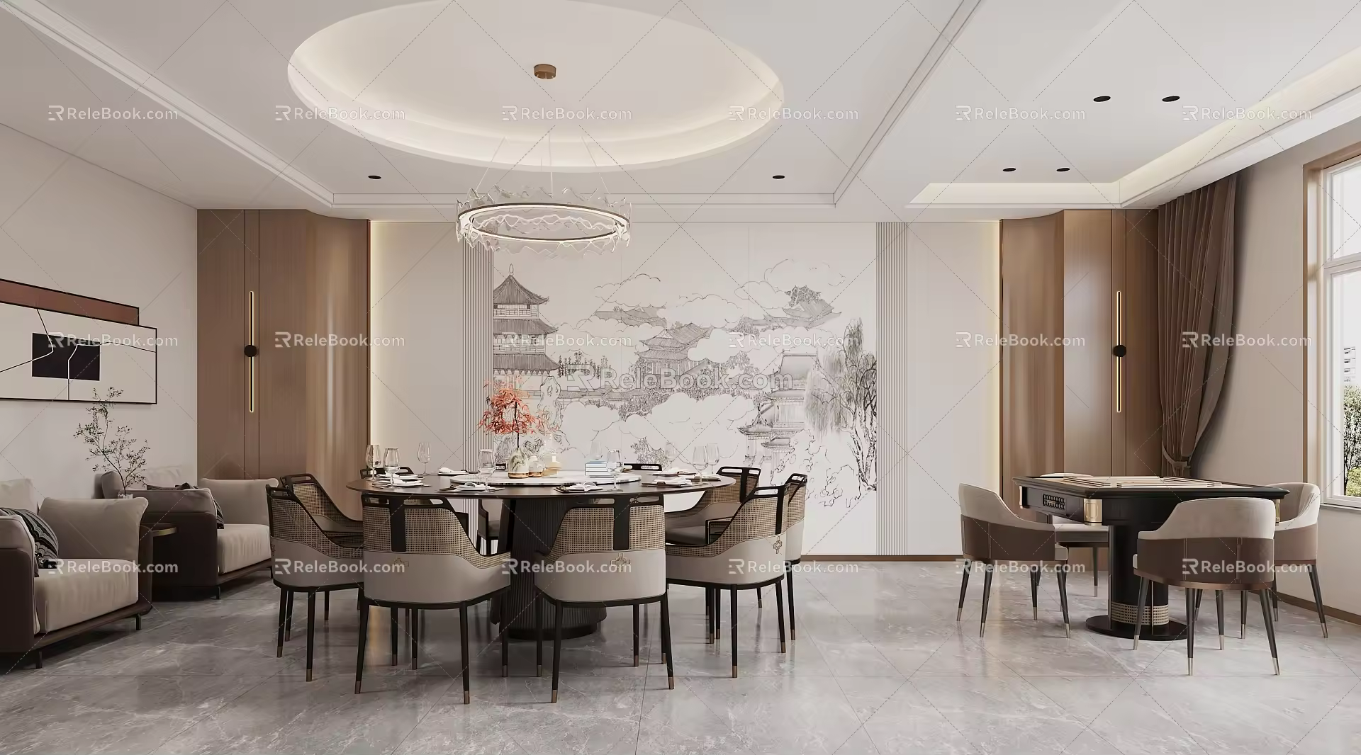New Chinese Restaurant Room Box 3d model