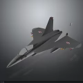 Gray Military Fighter Jet with 55-35 Marking Twin Tail Fins and Mounted Missiles