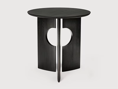 Black Round Side Table with Circular Cutout Legs Modern Minimalist Living Room Decor 3d model