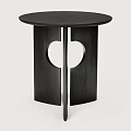 Black Round Side Table with Circular Cutout Legs Modern Minimalist Living Room Decor