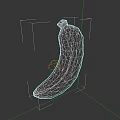 Fresh Ripe Banana with Yellow Green Skin and Black Stem on Dark Background