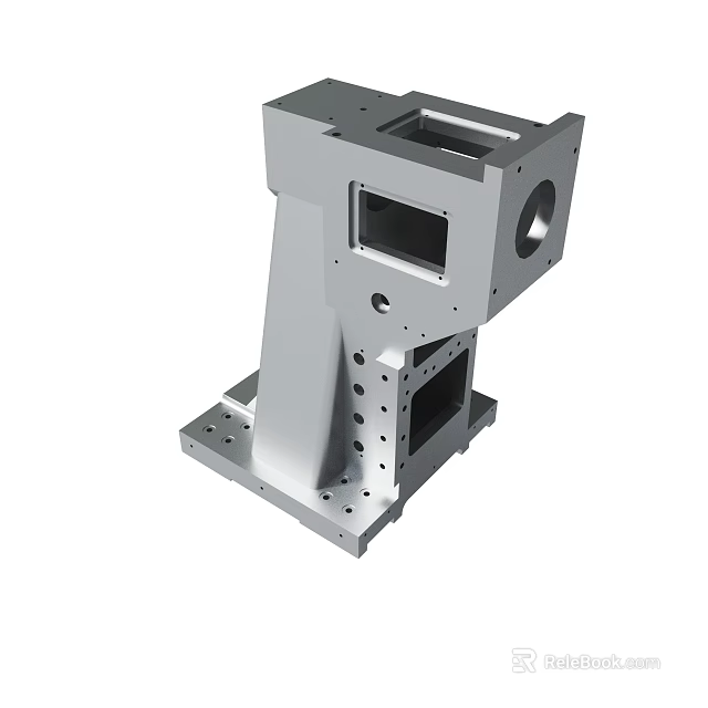Precision Machined Metal Mechanical Component With Multiple Holes And Rectangular Slots 3d model 
