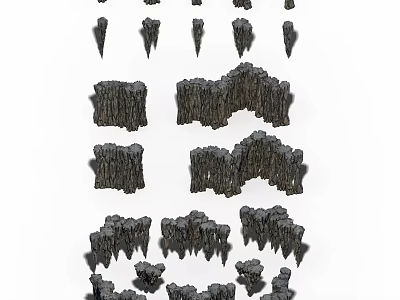 Natural Cave Rock Formations With Stalactites Stalagmites And Stone Curtains 3d model