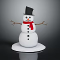Cute Snowman Ornament With Black Top Hat Red Scarf Stick Arms And White Body