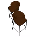 Brown Leather Bar Stools With Stitched Backrest And Black Metal Legs Modern Design