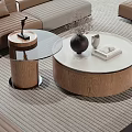Modern Living Room With Round Wooden Coffee Table And Glass Top