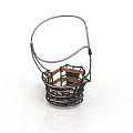 Practical Household Storage Basket With Metal Frame And Wooden Slats