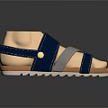 Blue And Gray Straps Sandals With Golden Buckle Light Brown Sole