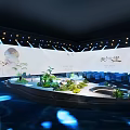Modern Stage Design With Water Features Decorative Plants Lighting And Steps 3d model