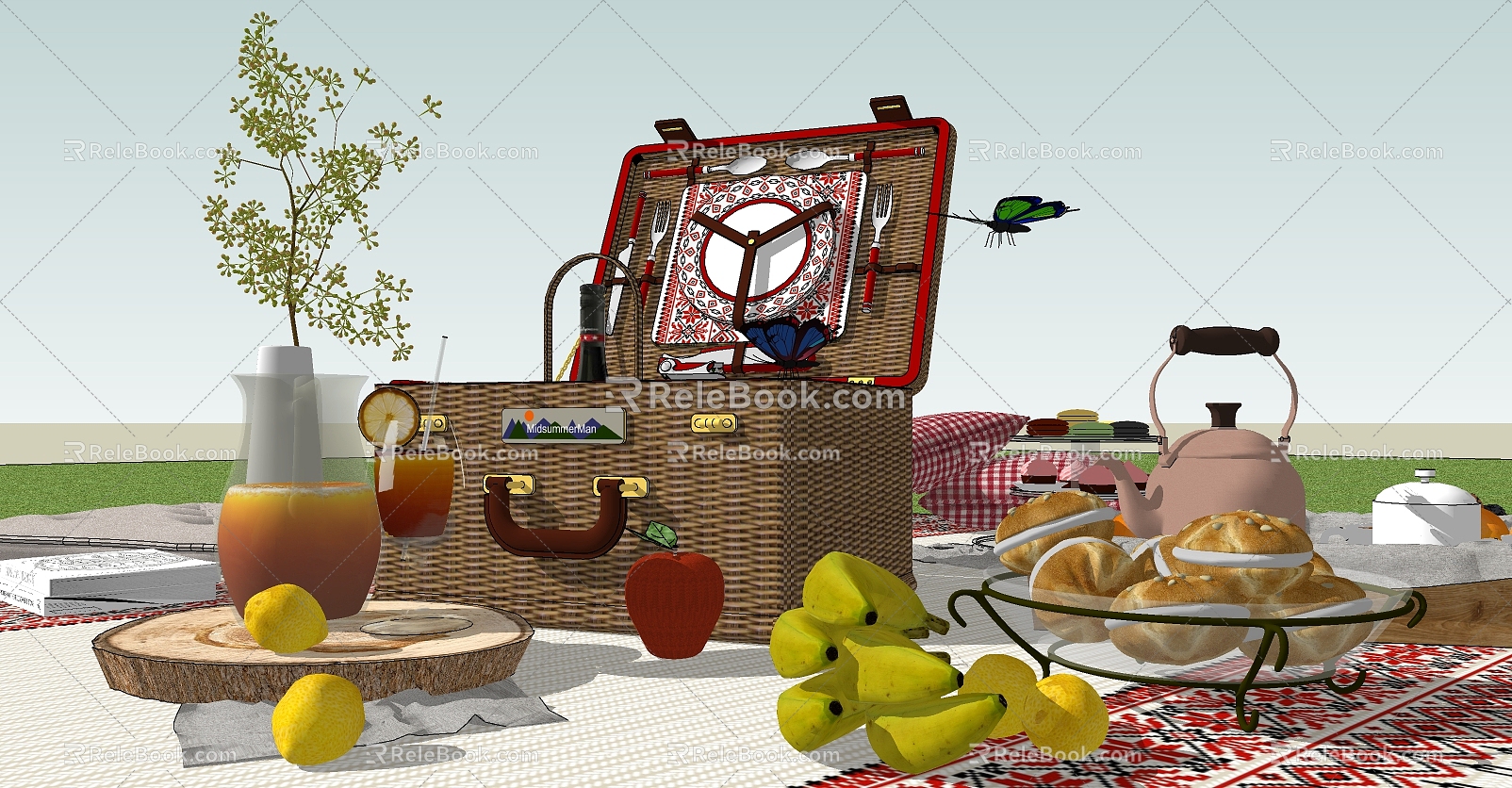 Modern Food Outdoor Picnic Food Fruit 3d model