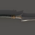 Decorative Weapon Dagger With Dark Braided Handle Golden Ornate Ring And Silver Sharp Blade 3d model