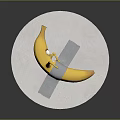 Cartoon Themed Wall Decor With Circular Board And Yellow Banana Attached By Tape