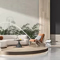 Modern Sofa Coffee Table Combination Curved Casual Card Seat Sofa 3d model