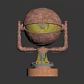 Industrial Mechanical Spherical Structure With Red Pipes Yellow Section And Orange Base