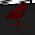 Stylish Red Modern Curved Chair With Unique Design And Crossed Legs In Interior Room