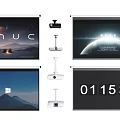 Projection Monitoring Featuring Projectors And Screens Displaying Various Scenes Such As Landscapes And Digital Clocks