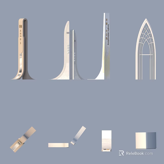 Contemporary Modern Architectural Structures With Various Shapes And White Facade Elements 3d model 