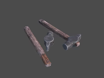 Essential Hardware Tools Collection Featuring Hammers And Chisel With Wooden Handles 3d model