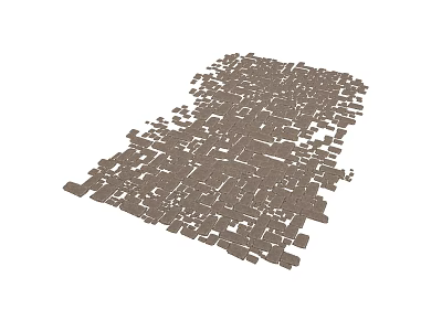 Scenic Construction Components Featuring Brown Interlocking Blocks With Various Sizes And Shapes 3d model