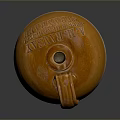 Orange And Beige Handcrafted Ceramic Sculpture With Detailed Curved Handle