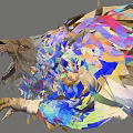 Game Movie Roaring Lion Character with Colorful Polygonal Fragments and Deconstructed Art Style