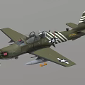 Green Propeller Driven Fighter Aircraft With Stars On Wings Striped Tail And Bombs