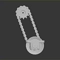 White Mechanical Gear Chain Component With Cylindrical Housing And Rotating Parts