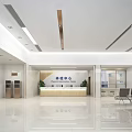 Modern Spacious Health Checkup Center Interior With Reception Desk And Waiting Chairs