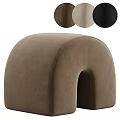 Comfortable Upholstered Sofa Stool With Curved Design And Brown Beige Black Colors