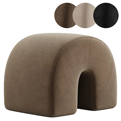 Comfortable Upholstered Sofa Stool With Curved Design And Brown Beige Black Colors 3d model
