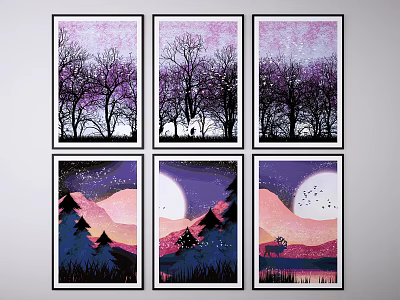 Modern Landscape Painting Landscape Decoration Hanging Painting 3d model