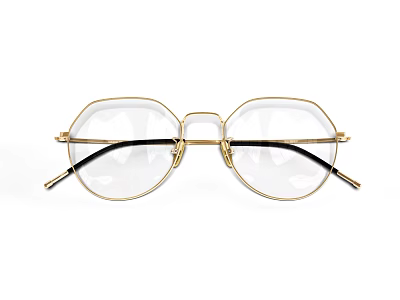 Chic Gold Jewelry Eyeglass Frames with Clear Lenses and Black Temples 3d model