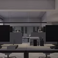 Modern Public Office Area Interior With Desks Ergonomic Chairs Large Windows And Storage Cabinets