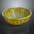 Cute Little Animal In Yellow Woven Basket On Black Reflective Surface