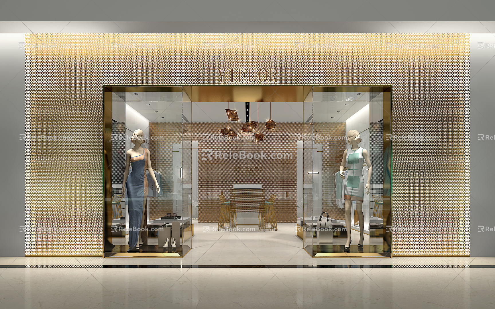 Light Luxury Clothing Store 3d model