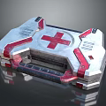 Red Cross Medical Tech Device With Metallic Design And Control Elements 3d model