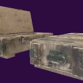 Vintage Wooden Storage Boxes With Rustic Metal Clasps Open And Closed Design Worn Surface Texture