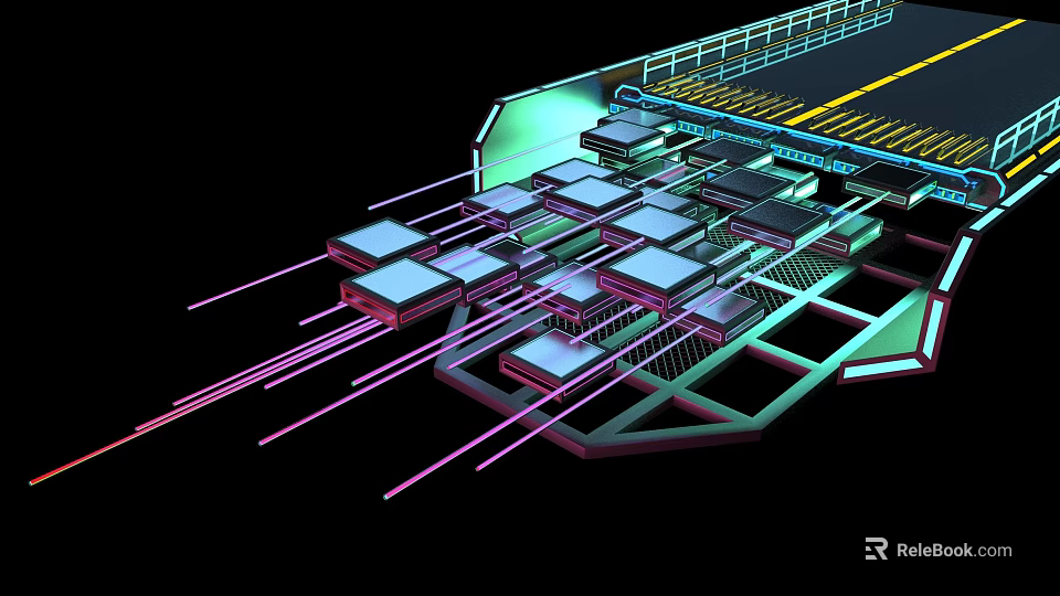E commerce Digital Platform Network Structure With Data Transmission And Server Nodes 3d model 