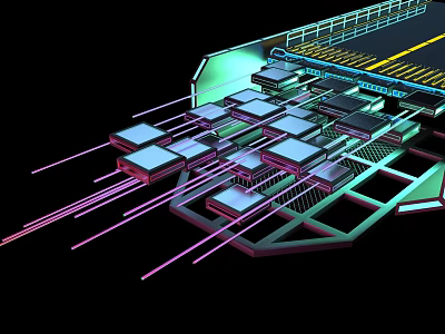 E commerce Digital Platform Network Structure With Data Transmission And Server Nodes 3d model