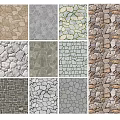 Garden Decorative Stone Textures with Various Natural Patterns and Surface Designs 3d model