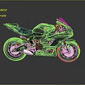 Yamaha Black Sport Motorcycle with Blue Seat and Sleek Aerodynamic Design