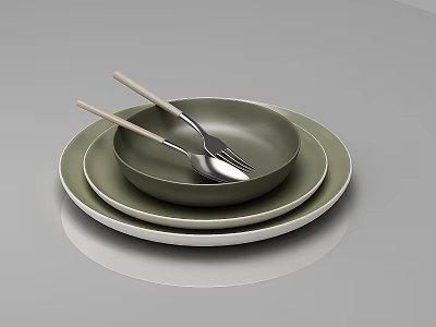 Modern tableware dishes knives and forks 3d model Modern tableware dishes knives and forks 3d model