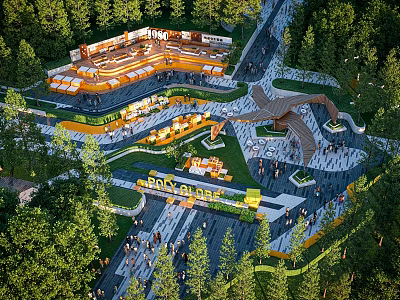 Scenic Park Valley Landscape With Green Trees Winding Paths And Recreational Areas 3d model