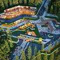 Scenic Park Valley Landscape With Green Trees Winding Paths And Recreational Areas