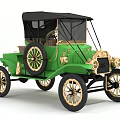 Vintage Green Classic Car With Black Soft Top Gold Accents And Classic Design