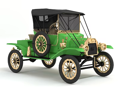 Vintage Green Classic Car With Black Soft Top Gold Accents And Classic Design 3d model