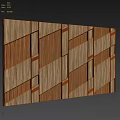 Wooden Decorative Wall With Textured Grain Pattern And Modern Panel Arrangement 3d model