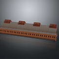 Long Industrial Building Model With Arched Roof Multiple Skylights And Brown Gray Design